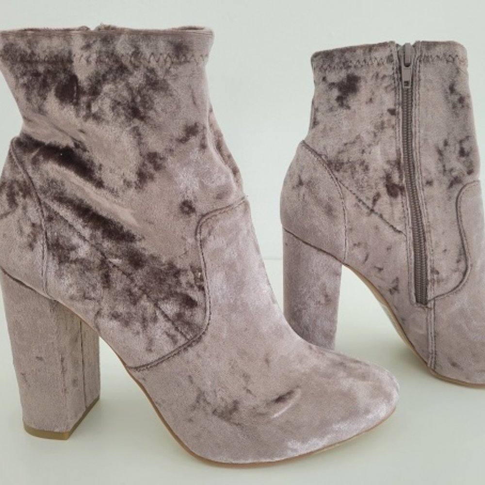 Plush Velvet heeled ankle boots